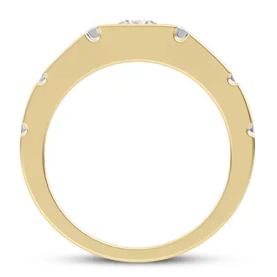 Flush-Set Solitaire Diamond Grooved Band (5mm)