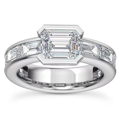 Hahn Lab Emerald Channel Set Engagement Ring