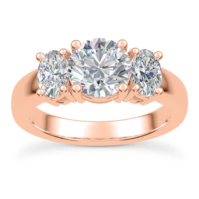 Roxie Oval Lab Side Stone Three-Stone Engagement Ring