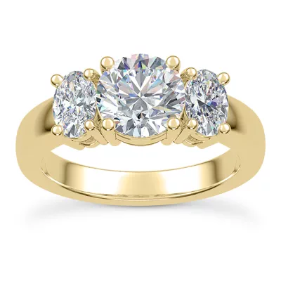 Roxie Oval Lab Side Stone Three-Stone Engagement Ring