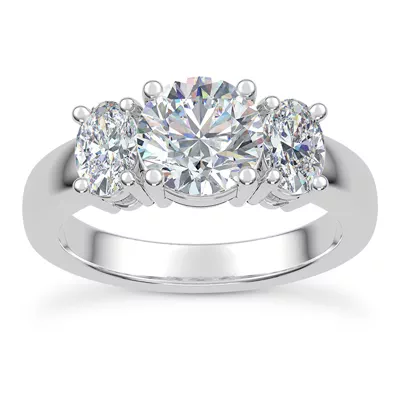 Roxie Oval Lab Side Stone Three-Stone Engagement Ring
