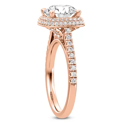 Isolde Double-Beveled Halo Engagement Ring