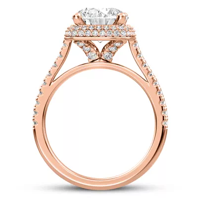 Isolde Double-Beveled Halo Engagement Ring
