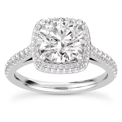 Isolde Double-Beveled Halo Engagement Ring
