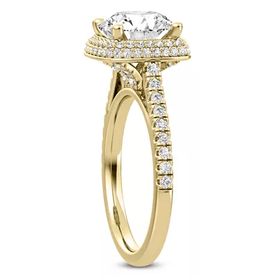Isolde Double-Beveled Halo Engagement Ring