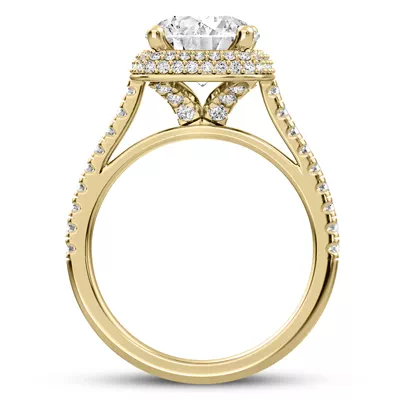 Isolde Double-Beveled Halo Engagement Ring