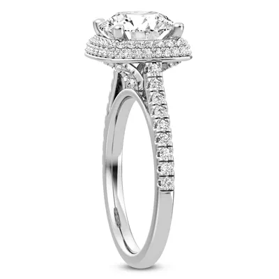 Isolde Double-Beveled Halo Engagement Ring