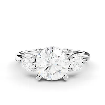 Stacy Three-Stone Hidden Halo Lab Diamond Engagement Ring (.50 ct. tw.)