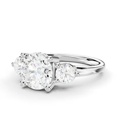 Stacy Three-Stone Hidden Halo Lab Diamond Engagement Ring (.50 ct. tw.)