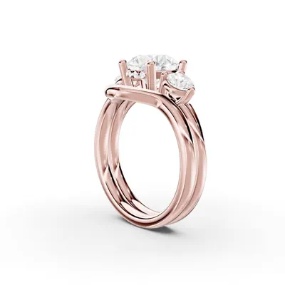 Stacy Three-Stone Hidden Halo Lab Diamond Engagement Ring (.50 ct. tw.)