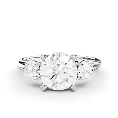 Stacy Three-Stone Hidden Halo Lab Diamond Engagement Ring (.50 ct. tw.)