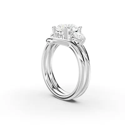 Stacy Three-Stone Hidden Halo Lab Diamond Engagement Ring (.50 ct. tw.)