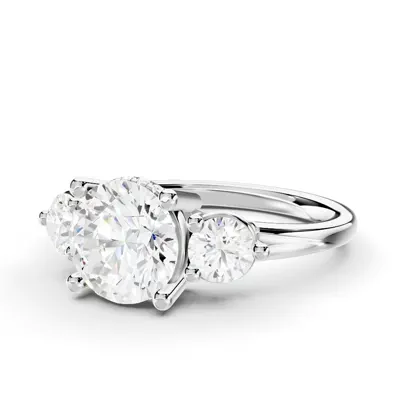 Stacy Three-Stone Hidden Halo Lab Diamond Engagement Ring (.50 ct. tw.)