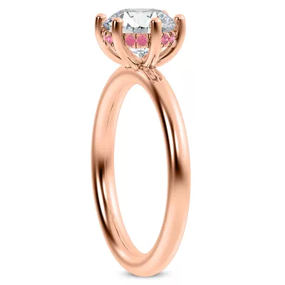 Colore Pink Sapphire Hidden Halo Engagement Ring