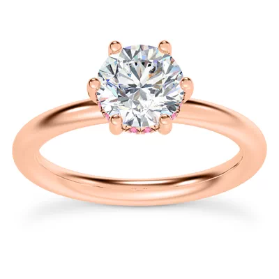 Colore Pink Sapphire Hidden Halo Engagement Ring