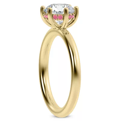 Colore Pink Sapphire Hidden Halo Engagement Ring