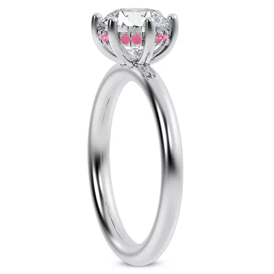 Colore Pink Sapphire Hidden Halo Engagement Ring