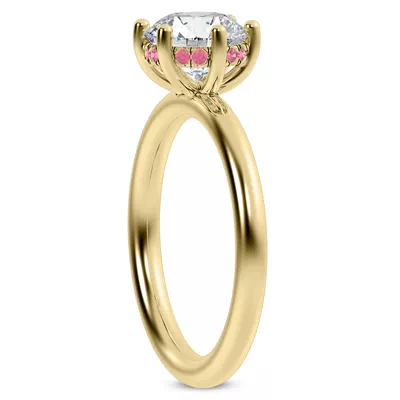 Colore Pink Sapphire Hidden Halo Engagement Ring