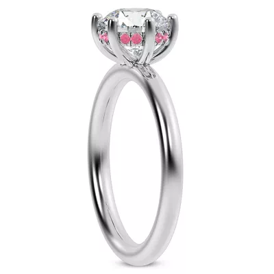 Colore Pink Sapphire Hidden Halo Engagement Ring