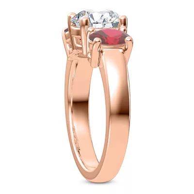 Mavrica Oval Ruby Three-Stone Engagement Ring