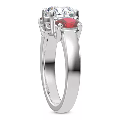 Mavrica Oval Ruby Three-Stone Engagement Ring