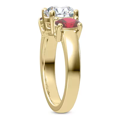 Mavrica Oval Ruby Three-Stone Engagement Ring
