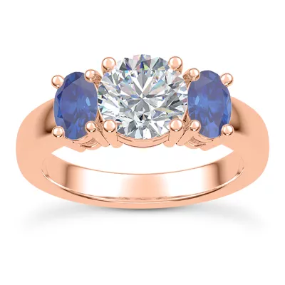 Mavrica Oval Sapphire Three-Stone Engagement Ring