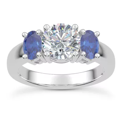Mavrica Oval Sapphire Three-Stone Engagement Ring