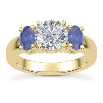 Mavrica Oval Sapphire Three-Stone Engagement Ring