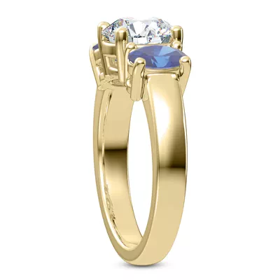 Mavrica Oval Sapphire Three-Stone Engagement Ring