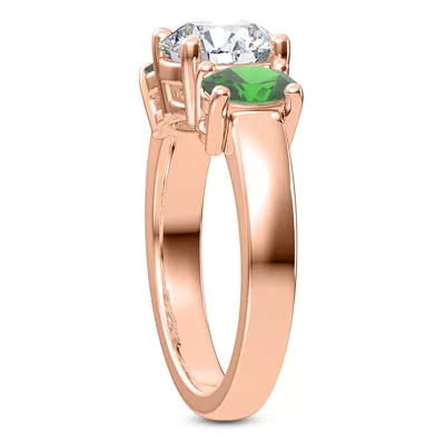 Mavrica Oval-Shaped Emerald Three-Stone Engagement Ring