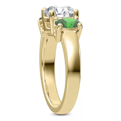 Mavrica Oval-Shaped Emerald Three-Stone Engagement Ring