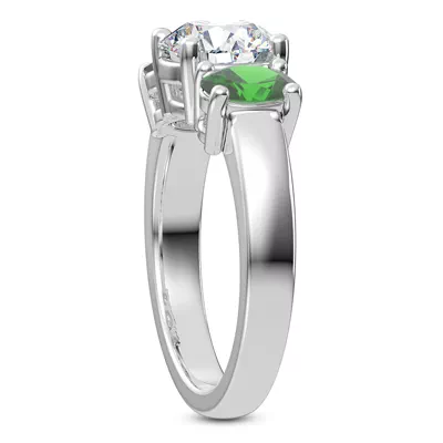 Mavrica Oval-Shaped Emerald Three-Stone Engagement Ring