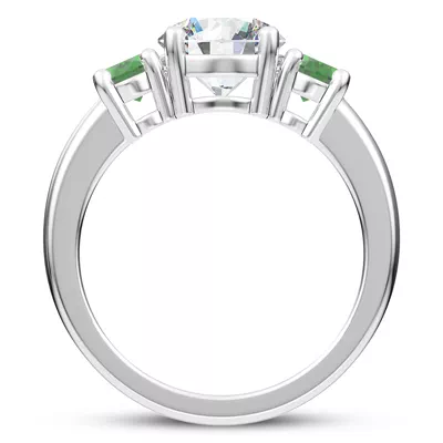 Mavrica Oval-Shaped Emerald Three-Stone Engagement Ring