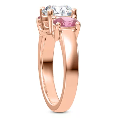Mavrica Oval Pink Sapphire Three-Stone Engagement Ring