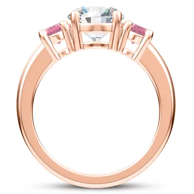 Mavrica Oval Pink Sapphire Three-Stone Engagement Ring