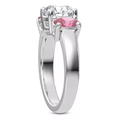 Mavrica Oval Pink Sapphire Three-Stone Engagement Ring