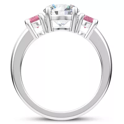 Mavrica Oval Pink Sapphire Three-Stone Engagement Ring