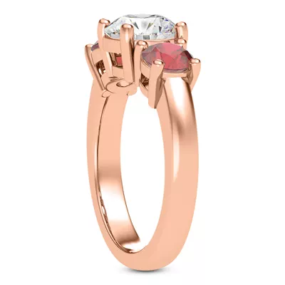 Mavrica Round Ruby Three-Stone Engagement Ring