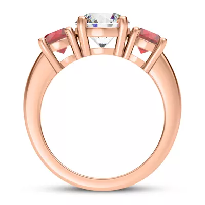 Mavrica Round Ruby Three-Stone Engagement Ring
