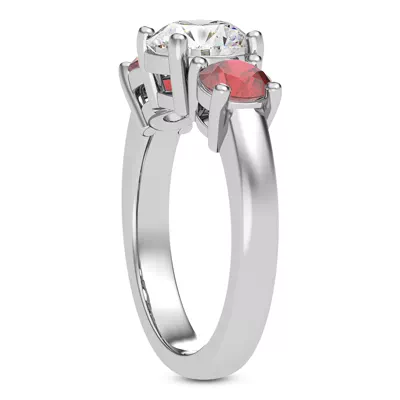 Mavrica Round Ruby Three-Stone Engagement Ring