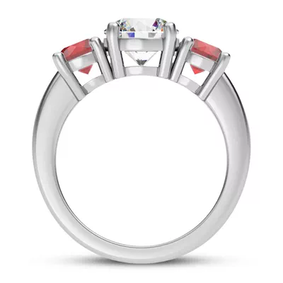 Mavrica Round Ruby Three-Stone Engagement Ring