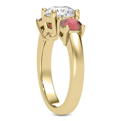 Mavrica Round Ruby Three-Stone Engagement Ring