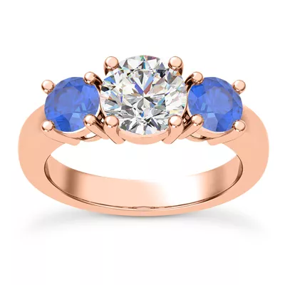 Mavrica Round Sapphire Three-Stone Engagement Ring