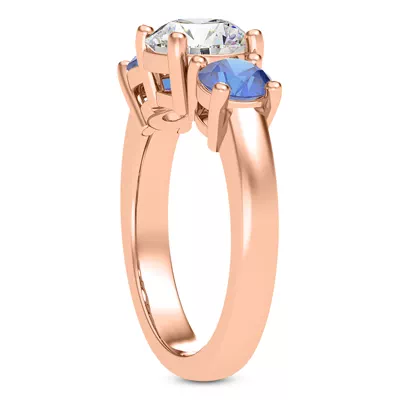 Mavrica Round Sapphire Three-Stone Engagement Ring
