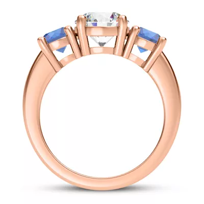 Mavrica Round Sapphire Three-Stone Engagement Ring