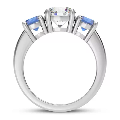 Mavrica Round Sapphire Three-Stone Engagement Ring