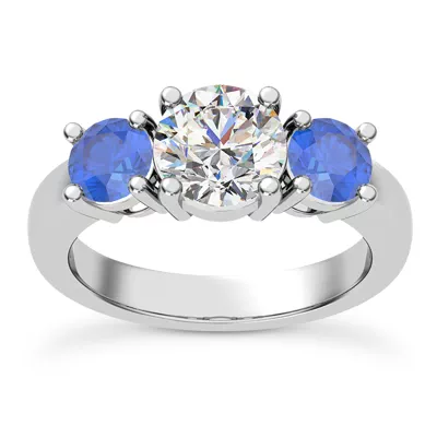 Mavrica Round Sapphire Three-Stone Engagement Ring