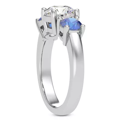 Mavrica Round Sapphire Three-Stone Engagement Ring