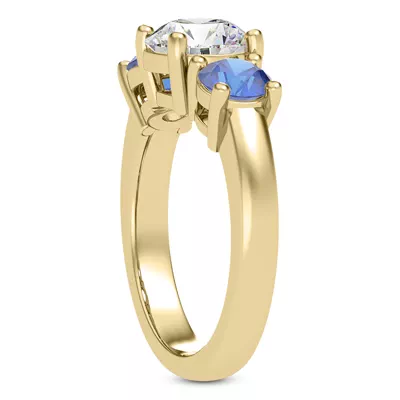 Mavrica Round Sapphire Three-Stone Engagement Ring